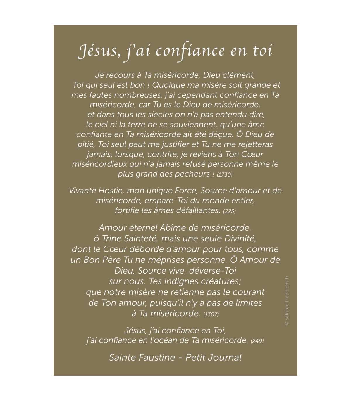 Cartes Jésus J Ai Confiance En Toi Ste Soeur Faustine