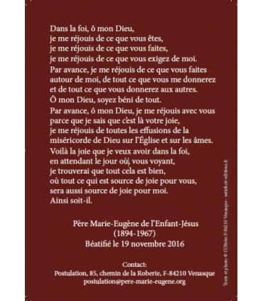 Carte Prière "Bienheureux Père Marie-Eugène de l'Enfant-Jésus" (CA15-0012)