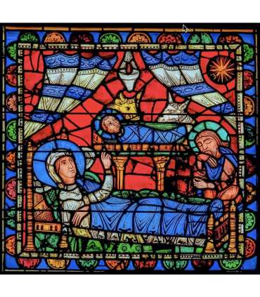 Grand Format Vitrail de Chartres "Nativité" 