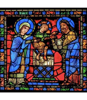 Grand Format Vitrail de Chartres "Présentation de Jésus au Temple" (GF15-0074)