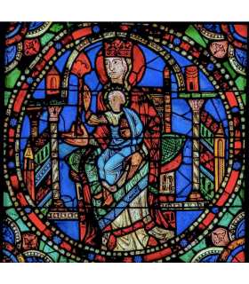 Grand Format Vitrail de Chartres "Vierge à l'enfant" 