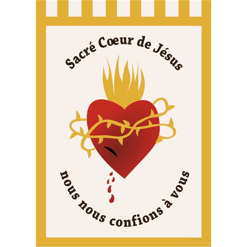 Sacré cœur de Jésus, nous avons confiance en vous ! Couleur-OR (couleur ou image personnalisable, au choix)