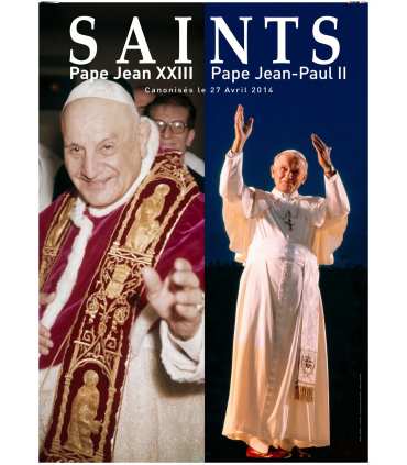 Poster Canonisation 2 papes Jean-Paul II et Jean XXIII